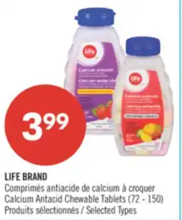 Pharmaprix LIFE BRAND Calcium Antacid Chewable Tablets offer