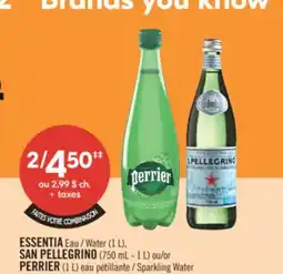 Pharmaprix ESSENTIA Water (1 L), SAN PELLEGRINO (750 mL - 1 L) or PERRIER (1 L) Sparkling Water offer