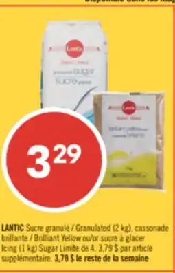 Pharmaprix LANTIC Granulated (2 kg), Brilliant Yellow or Icing (1 kg) Sugar offer