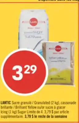 Pharmaprix LANTIC Granulated (2 kg), Brilliant Yellow or Icing (1 kg) Sugar offer