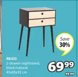 JYSK REIZO 2-drawer nightstand offer