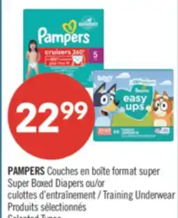 Pharmaprix PAMPERS Super Boxed Diapers or Training Underwear offer