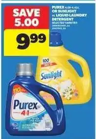 Real Canadian Superstore Purex or Sunlight Liquid Laundry Detergent offer