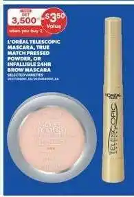 Real Canadian Superstore L'Oréal Telescopic Mascara, True Match Pressed Powder, or Infallible 24HR Brow Mascara offer