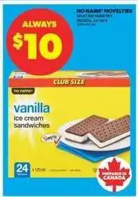 Real Canadian Superstore No Name Novelties Vanilla Ice Cream Sandwiches offer