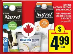 Food Basics Natrel Lactose Free or Organic Milk / Philadelphia Cream Cheese Product offer