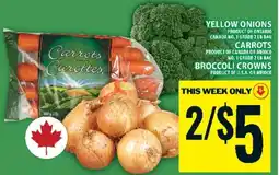 Food Basics Yellow Onions, Carrots, Broccoli Crowns offer