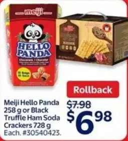 Walmart Meiji hello panda or black truffle ham soda crackers offer