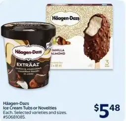 Walmart Häagen-dazs ice cream tubs or novelties offer