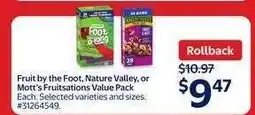 Walmart Fruit by the Foot, Nature Valley, or Mott's Fruitsations Value Pack offer