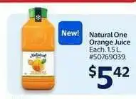 Walmart Natural One Orange Juice offer