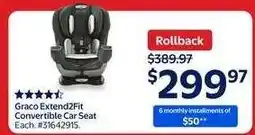 Walmart Graco Extend2Fit Convertible Car Seat offer