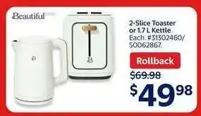 Walmart 2-Slice Toaster or 1.7 L Kettle offer