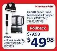 Walmart KitchenAid Hand Blender, Hand Mixer or Mini Chopper offer
