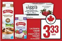 Food Basics Lactantia Cream & Siggi's Skyr Yogurt offer