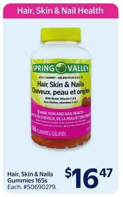 Walmart Spring Valley Hair, Skin & Nails Gummies 165s offer