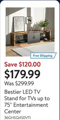Walmart Bestier LED TV Stand for TVs up to 75 Entertainment Center offer