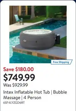 Walmart Intex Inflatable Hot Tub | Bubble Massage | 4 Person offer