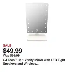TSC Stores CJ Tech 3-in-1 Vanity Mirror with LED Light Speakers and Wireless Charger offer