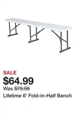TSC Stores Lifetime 6' Fold-in-Half Bench offer