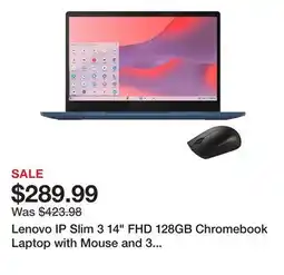 TSC Stores Lenovo IP Slim 3 14 FHD 128GB Chromebook Laptop with Mouse and 3 Months of Gemini offer