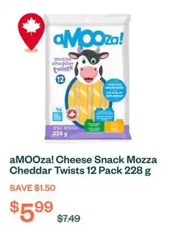 Voilà aMOOza! Cheese Snack Mozza Cheddar Twists 12 Pack 228 g offer