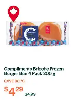 Voilà Compliments Brioche Frozen Burger Bun 4 Pack 200 g offer