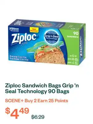 Voilà Ziploc Sandwich Bags Grip 'n Seal Technology 90 Bags offer