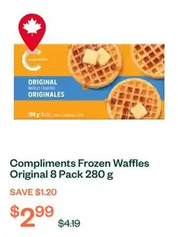 Voilà Compliments Frozen Waffles Original 8 Pack 280 g offer