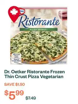 Voilà Dr. Oetker Ristorante Frozen Thin Crust Pizza Vegetarian Spinach 390 g offer