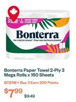 Voilà Bonterra Paper Towel 2-Ply 3 Mega Rolls x 160 Sheets offer