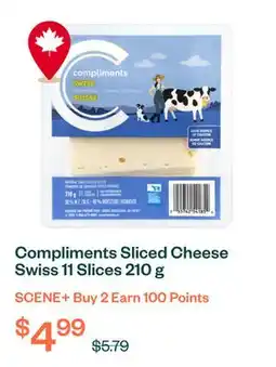 Voilà Compliments Sliced Cheese Swiss 11 Slices 210 g offer