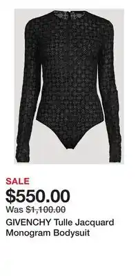 Holt Renfrew GIVENCHY Tulle Jacquard Monogram Bodysuit offer