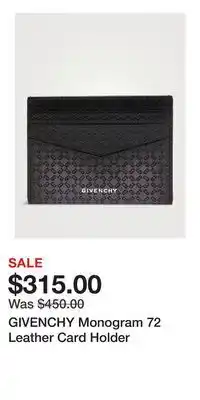 Holt Renfrew GIVENCHY Monogram 72 Leather Card Holder offer