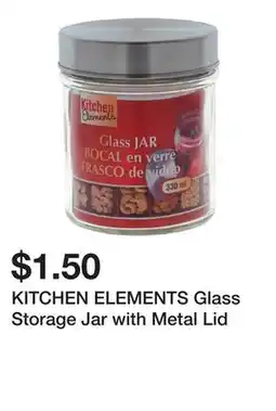 Dollarama KITCHEN ELEMENTS Glass Storage Jar with Metal Lid offer