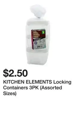 Dollarama KITCHEN ELEMENTS Locking Containers 3PK (Assorted Sizes) offer