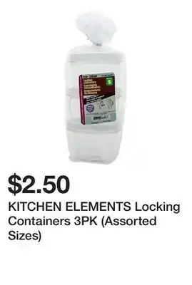 Dollarama KITCHEN ELEMENTS Locking Containers 3PK (Assorted Sizes) offer