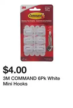 Dollarama 3M COMMAND 6Pk White Mini Hooks offer