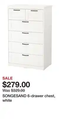 IKEA SONGESAND 6-drawer chest, white offer