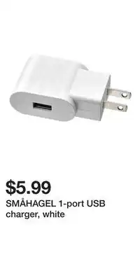IKEA SMÅHAGEL 1-port USB charger, white offer