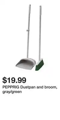 IKEA PEPPRIG Dustpan and broom, gray/green offer