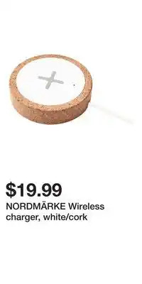 IKEA NORDMÄRKE Wireless charger, white/cork offer
