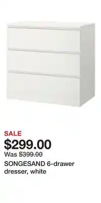 IKEA SONGESAND 6-drawer dresser, white offer