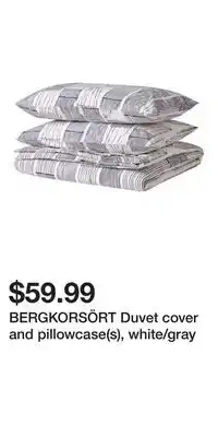 IKEA BERGKORSÖRT Duvet cover and pillowcase(s), white/gray offer