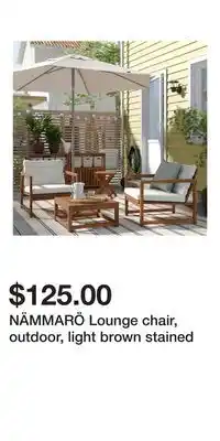 IKEA NÄMMARÖ Lounge chair, outdoor, light brown stained offer