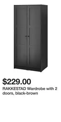 IKEA RAKKESTAD Wardrobe with 2 doors, black-brown offer