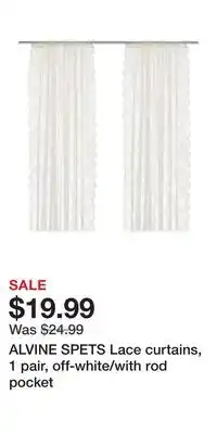 IKEA ALVINE SPETS Lace curtains, 1 pair, off-white/with rod pocket offer