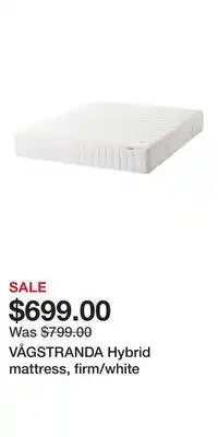 IKEA VÅGSTRANDA Hybrid mattress, firm/white offer