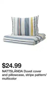 IKEA NATTSLÄNDA Duvet cover and pillowcase, stripe pattern/multicolor offer