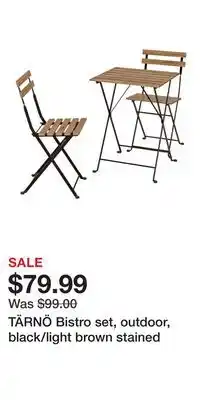 IKEA TÄRNÖ Bistro set, outdoor, black/light brown stained offer